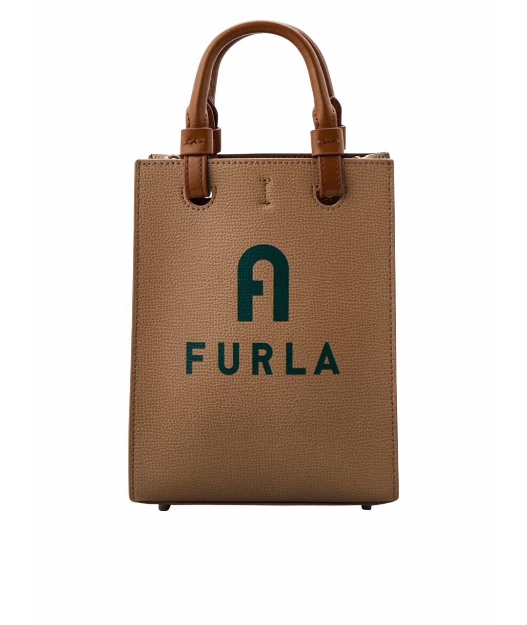 FURLA Бежевая кожаная сумка через плечо, фото 8