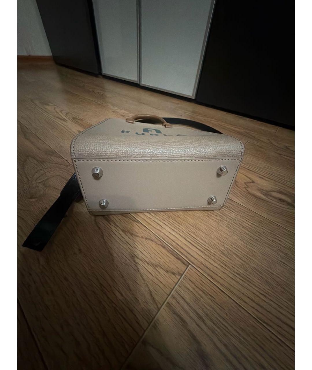 FURLA Бежевая кожаная сумка через плечо, фото 6