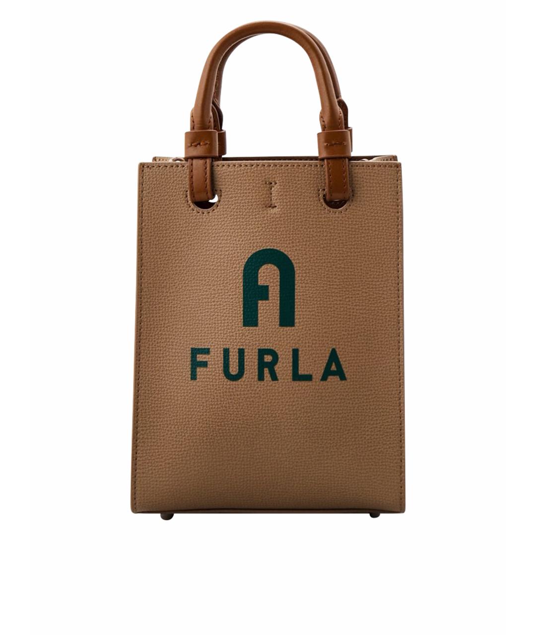 FURLA Бежевая кожаная сумка через плечо, фото 1