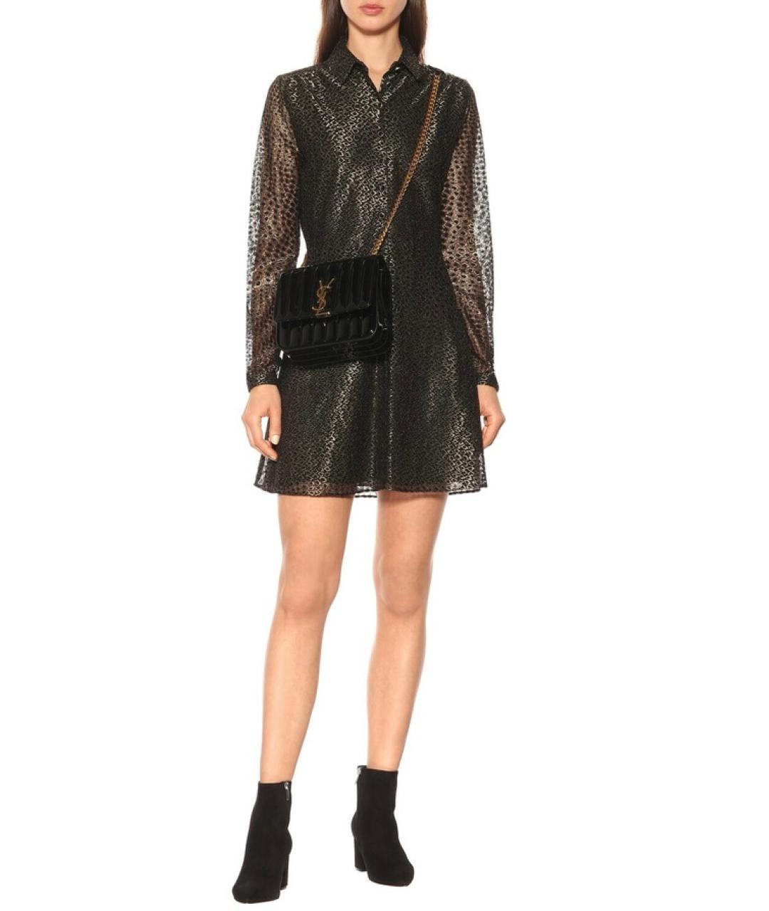 SAINT LAURENT Золотое полиамидовое коктейльное платье, фото 5