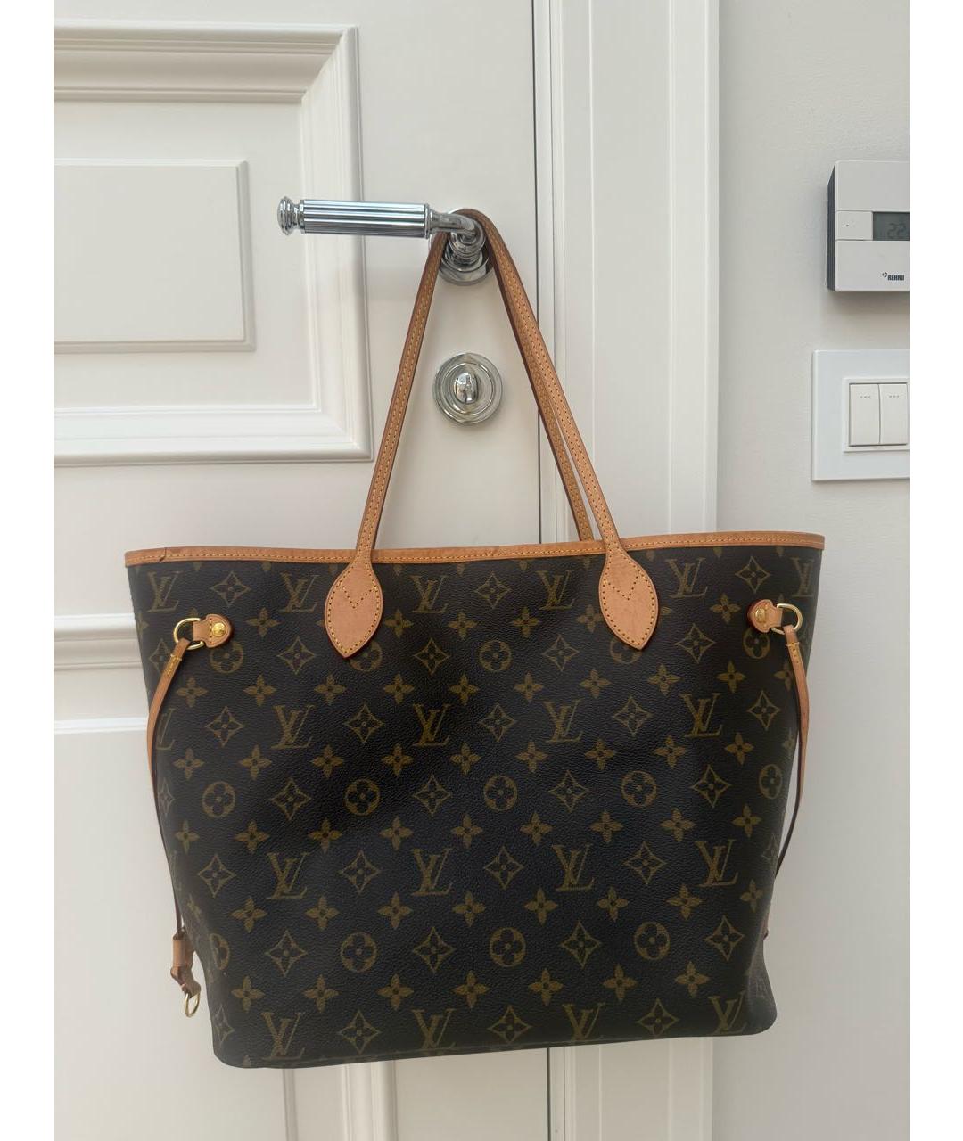LOUIS VUITTON Коричневая кожаная сумка тоут, фото 5