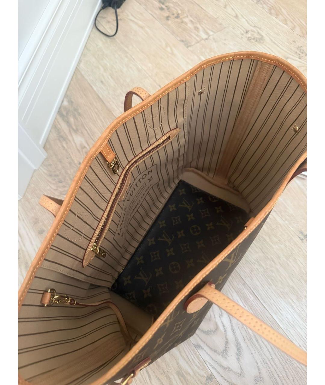 LOUIS VUITTON Коричневая кожаная сумка тоут, фото 4