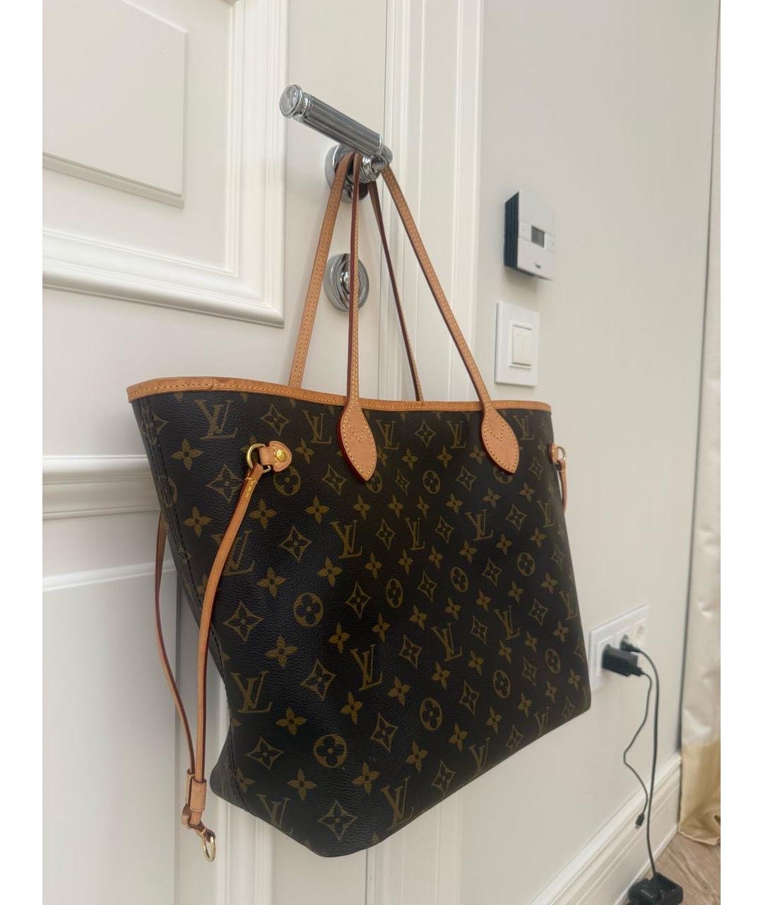 LOUIS VUITTON Коричневая кожаная сумка тоут, фото 2