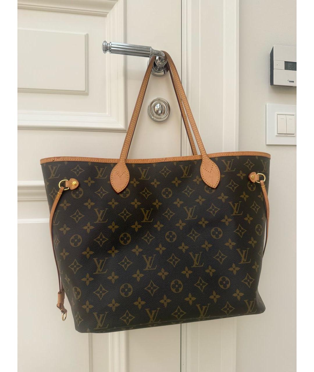LOUIS VUITTON Коричневая кожаная сумка тоут, фото 3