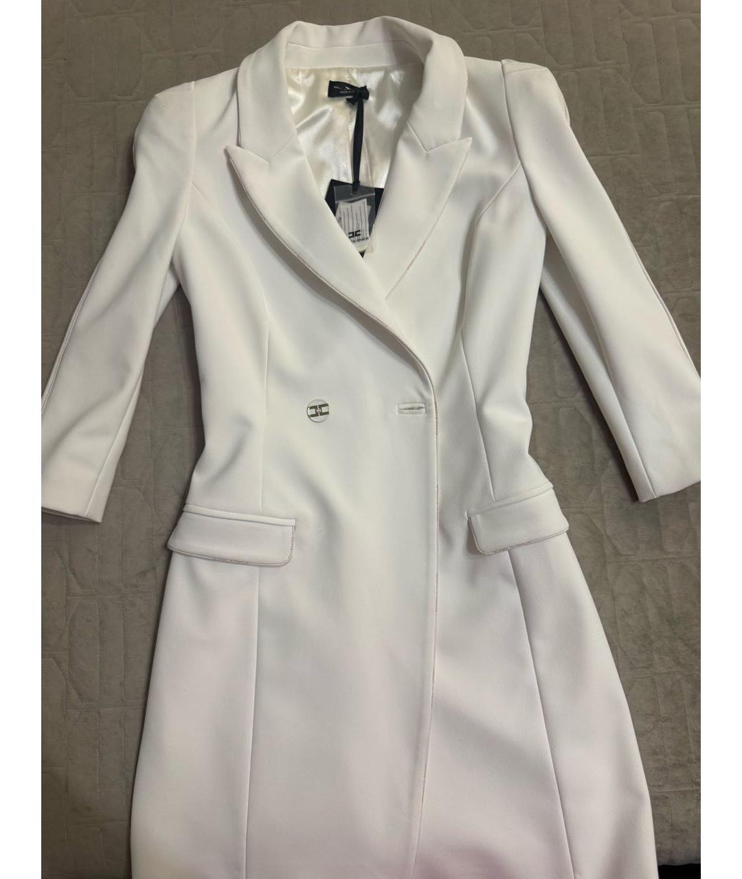 ELISABETTA FRANCHI Белое полиэстеровое коктейльное платье, фото 3