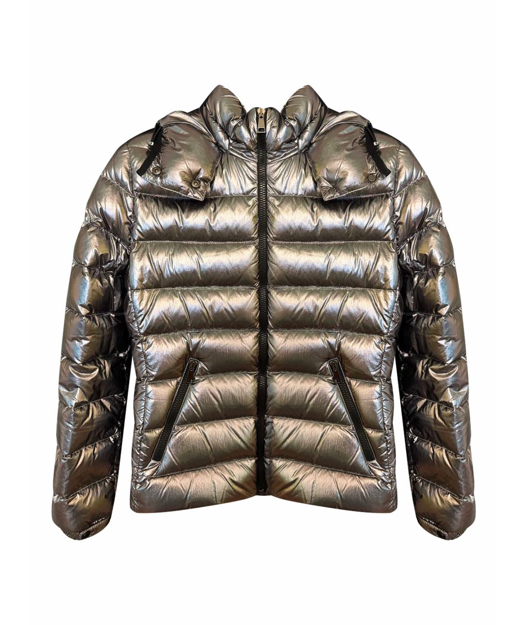 MONCLER Серебряный полиэстеровый пуховик, фото 1