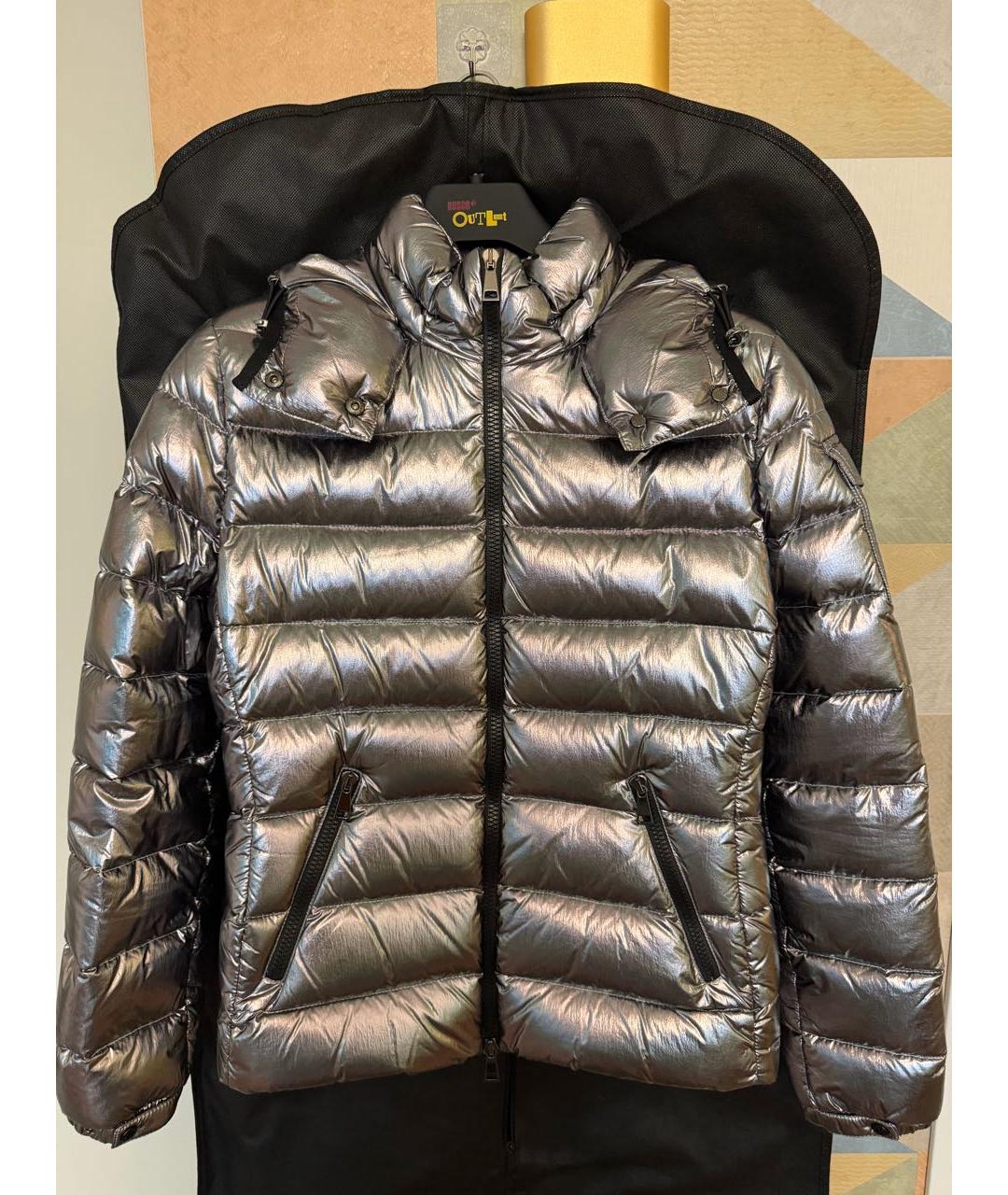 MONCLER Серебряный полиэстеровый пуховик, фото 9