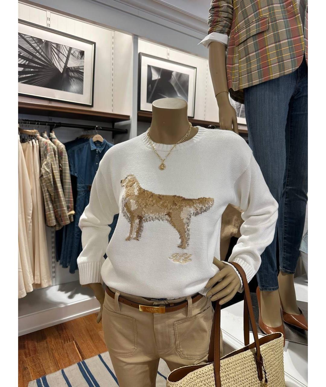 RALPH LAUREN Белый хлопковый джемпер / свитер, фото 5