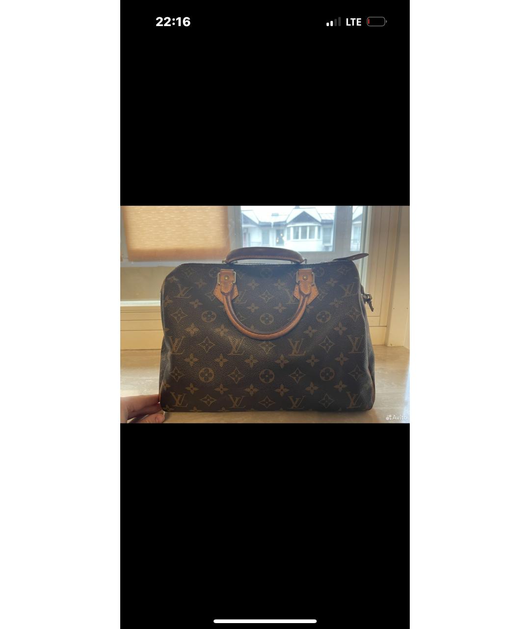 LOUIS VUITTON Коричневая сумка с короткими ручками из канвы, фото 7