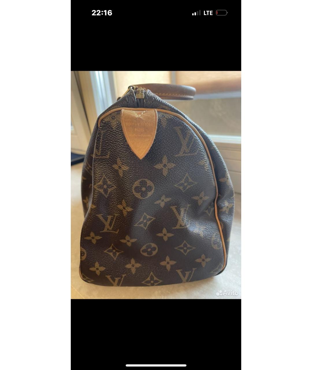 LOUIS VUITTON Коричневая сумка с короткими ручками из канвы, фото 2