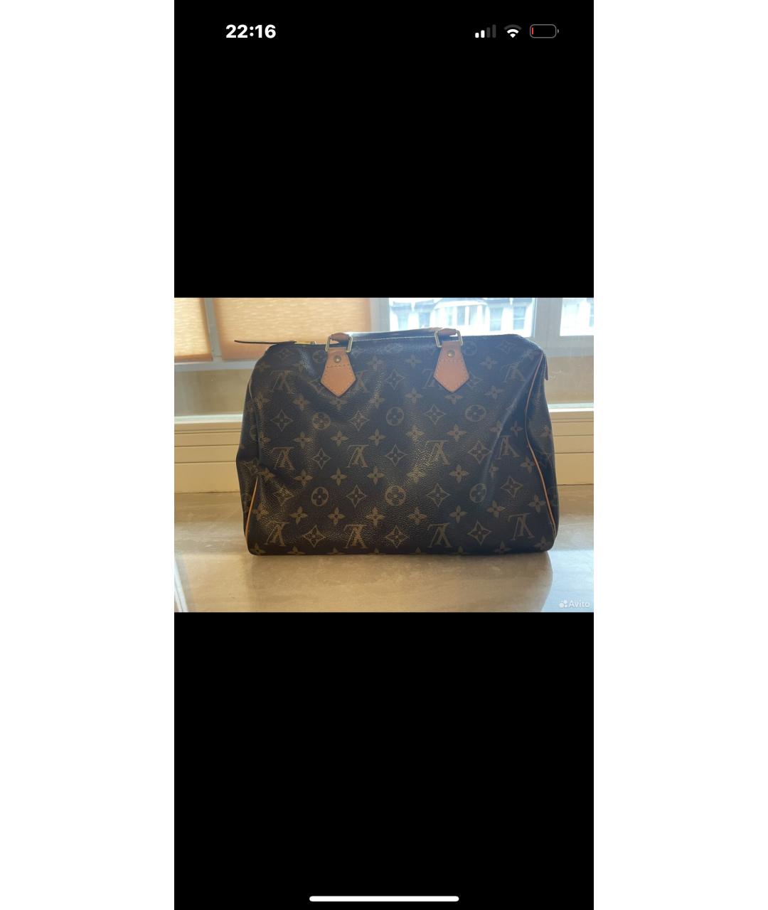 LOUIS VUITTON Коричневая сумка с короткими ручками из канвы, фото 3
