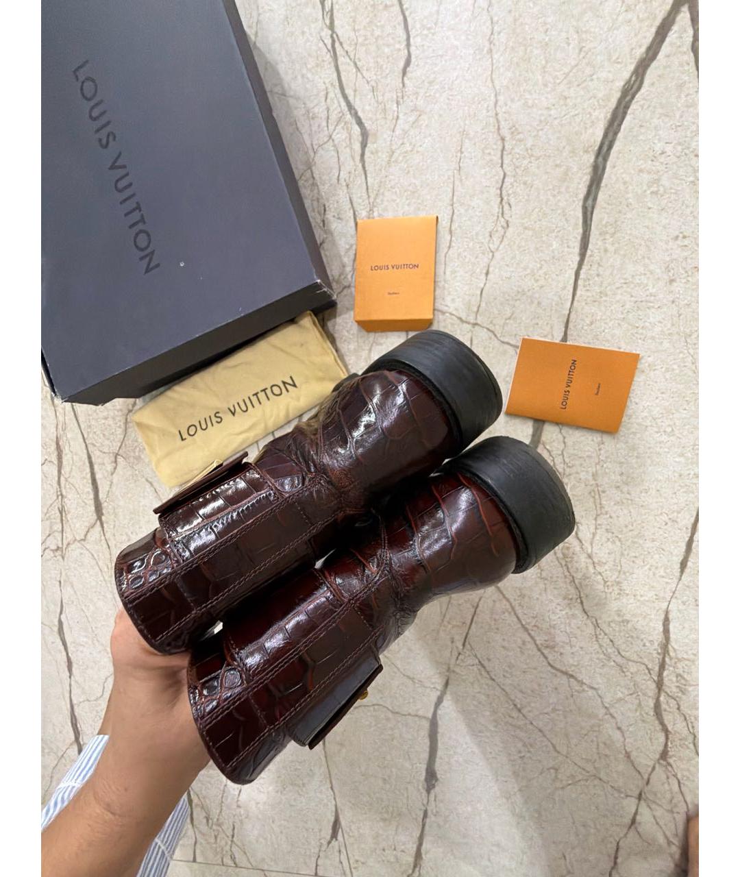 LOUIS VUITTON Бордовые кожаные ботинки, фото 8