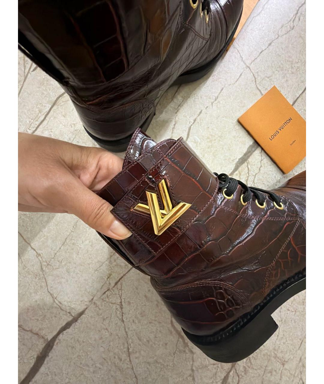 LOUIS VUITTON Бордовые кожаные ботинки, фото 5