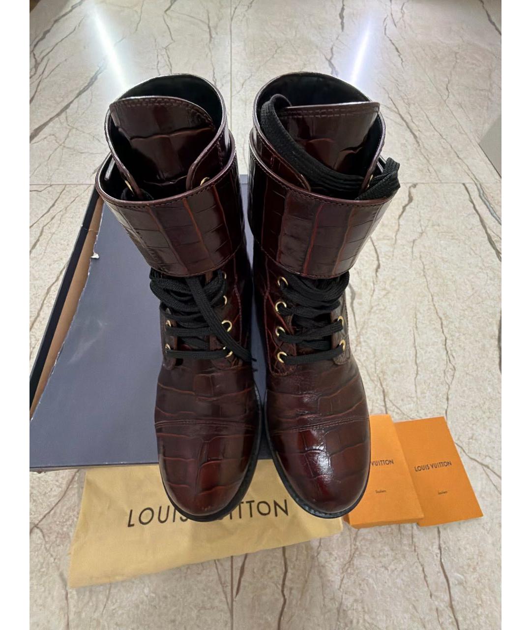 LOUIS VUITTON Бордовые кожаные ботинки, фото 2