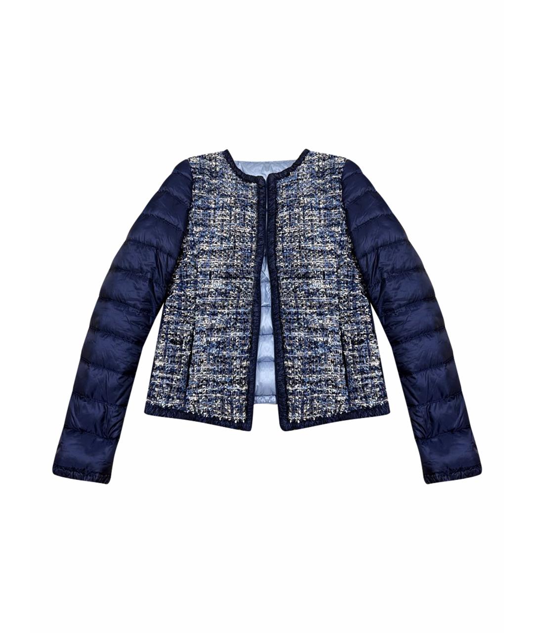 MONCLER Темно-синяя полиэстеровая куртка, фото 1