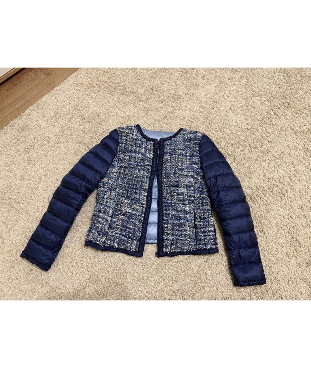 MONCLER Темно-синяя полиэстеровая куртка, фото 8