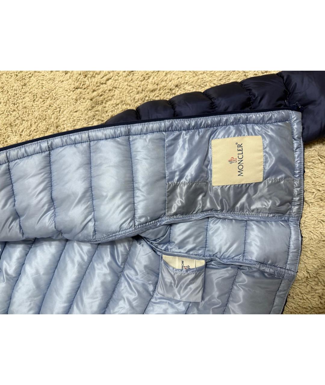 MONCLER Темно-синяя полиэстеровая куртка, фото 2