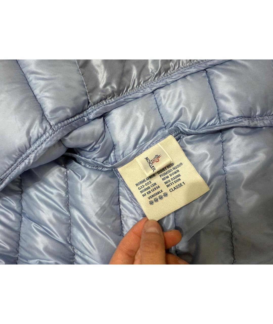 MONCLER Темно-синяя полиэстеровая куртка, фото 4