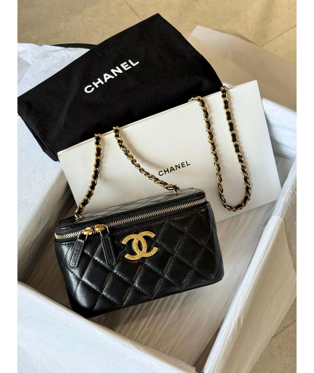 CHANEL Черная кожаная сумка через плечо, фото 6