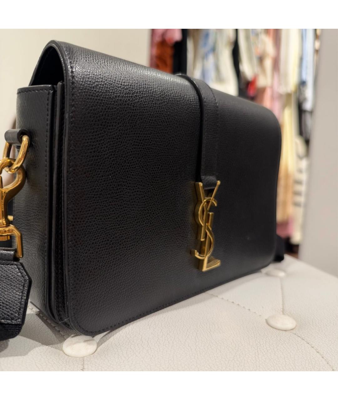 SAINT LAURENT Черная кожаная сумка через плечо, фото 2