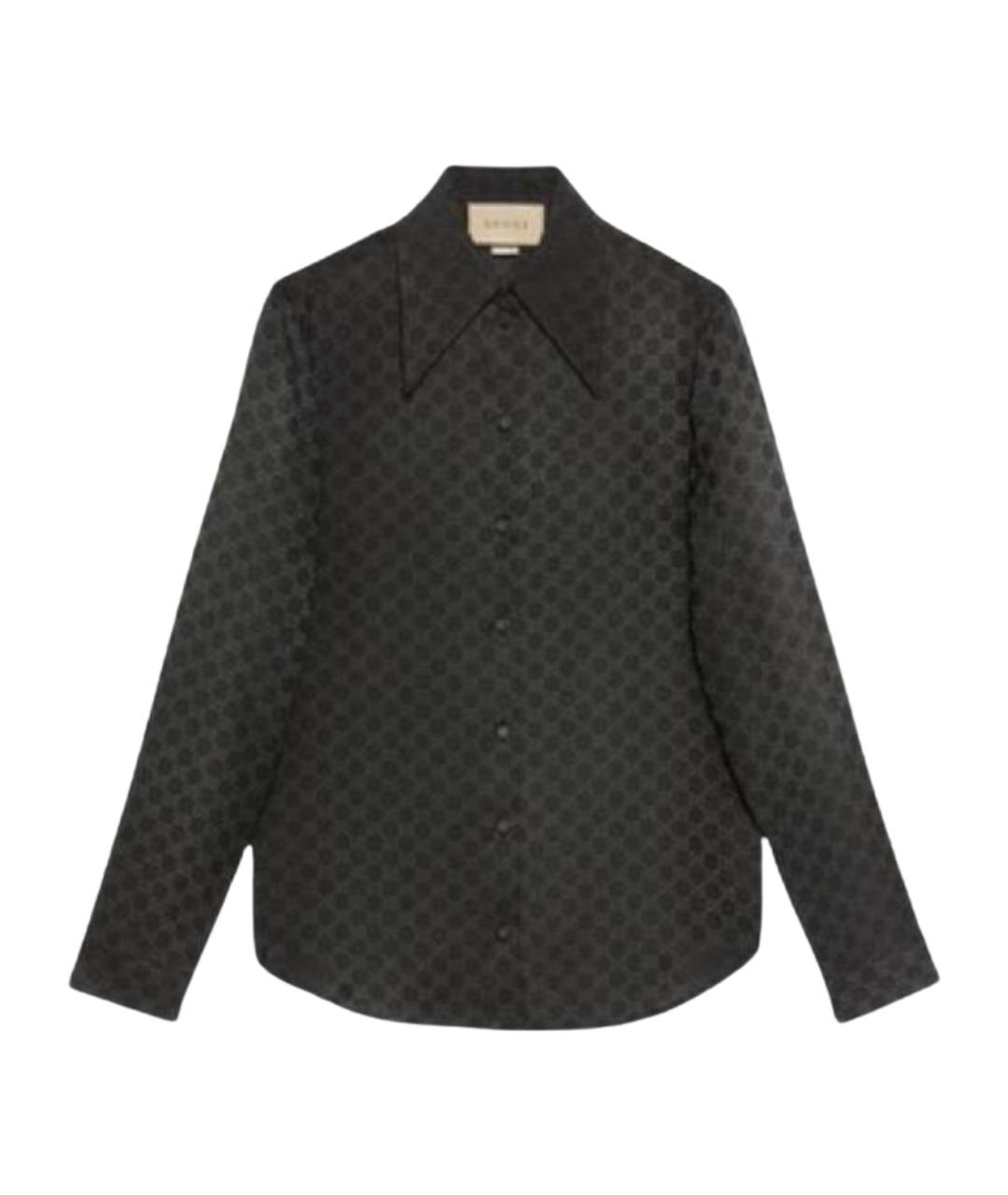 GUCCI Черная шелковая рубашка, фото 1