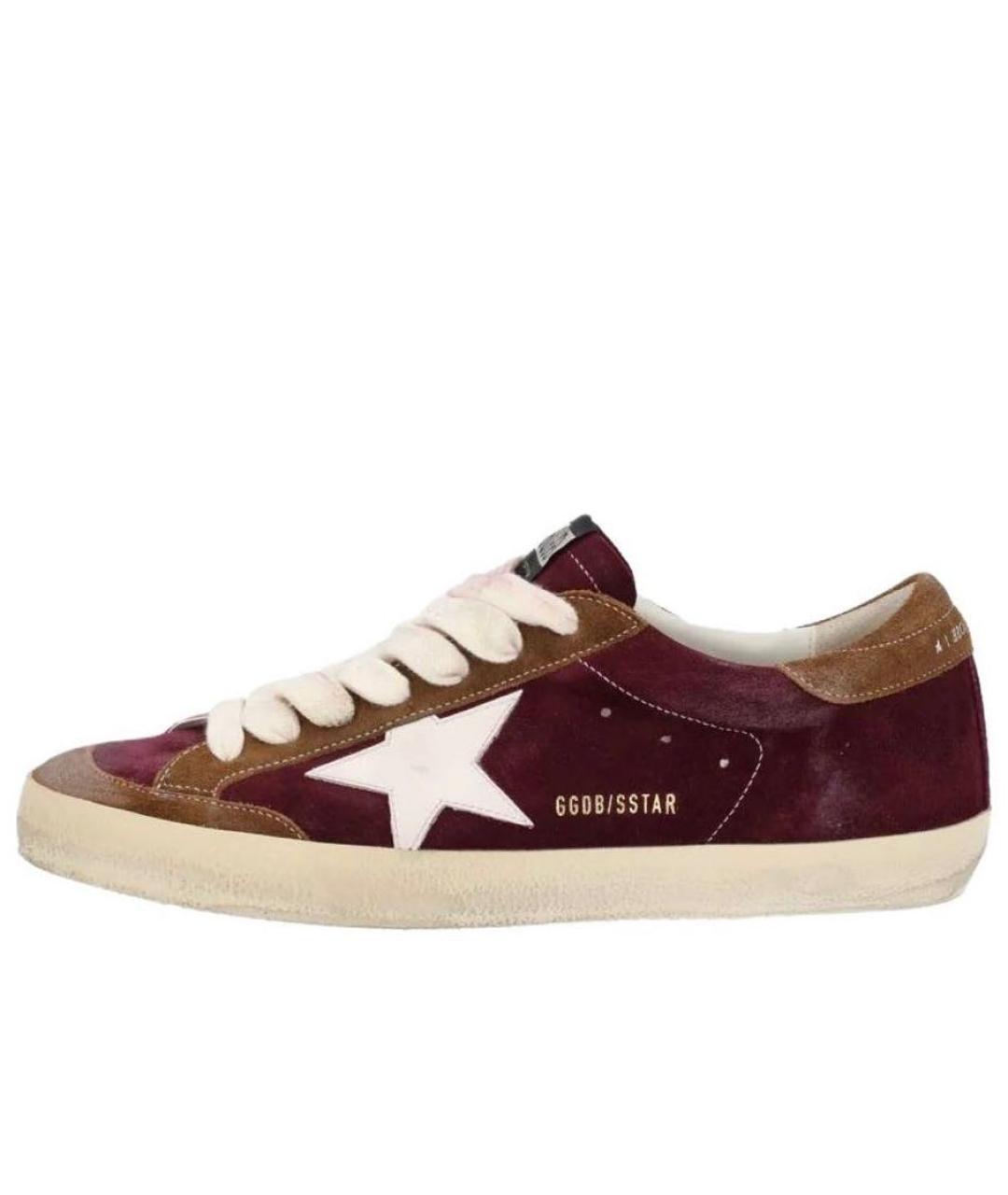 GOLDEN GOOSE Бордовые замшевые низкие кроссовки / кеды, фото 8