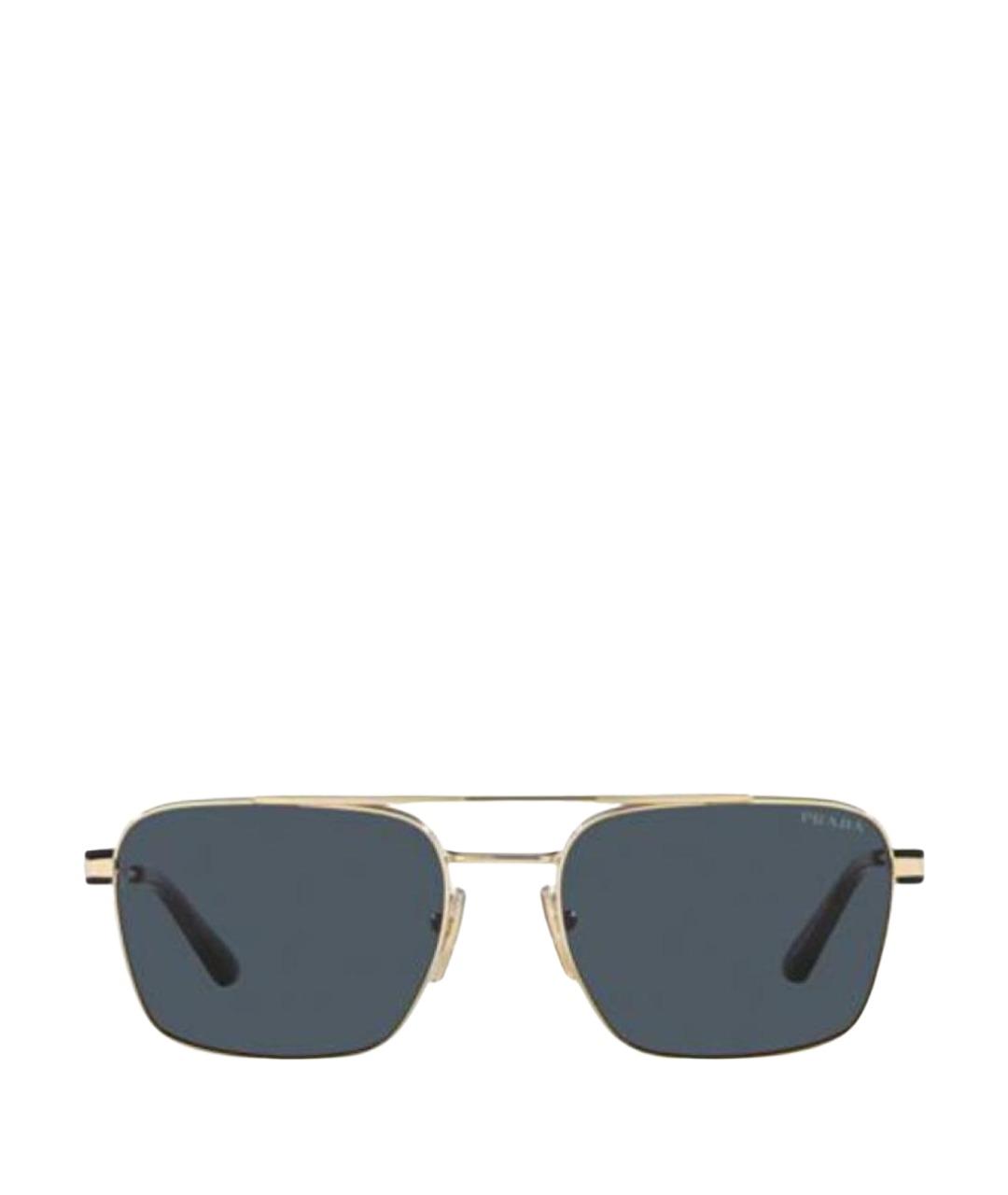 PRADA Золотые металлические солнцезащитные очки, фото 1