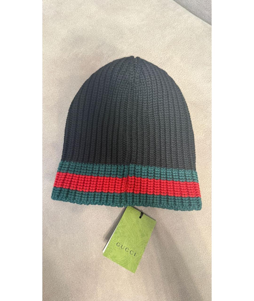 GUCCI Черная шерстяная шапка, фото 2