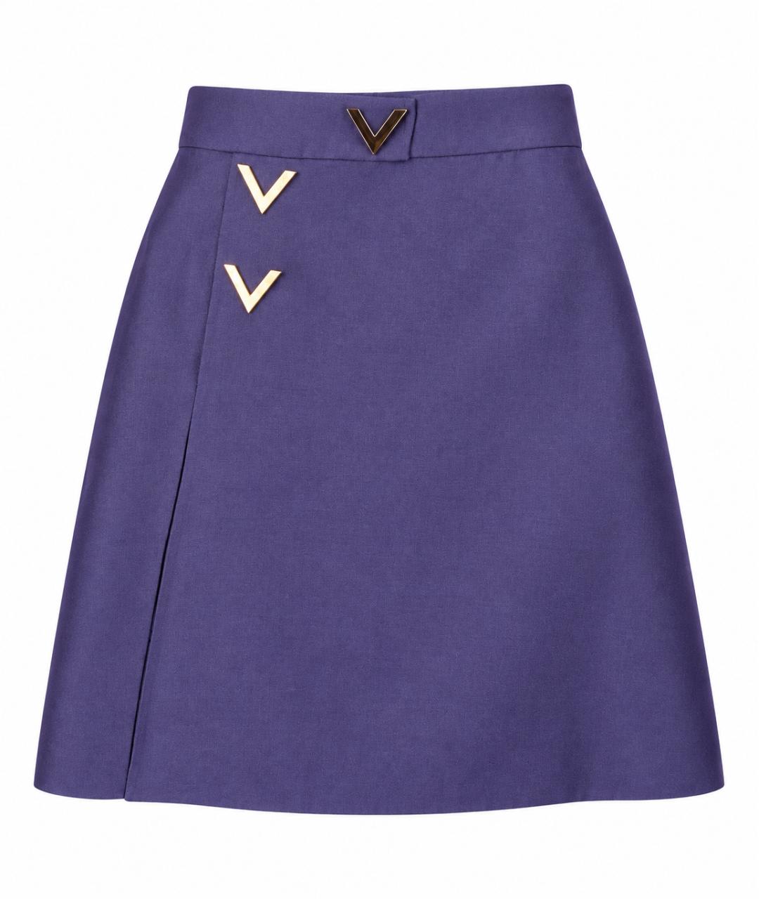 VALENTINO Темно-синяя шерстяная юбка миди, фото 1