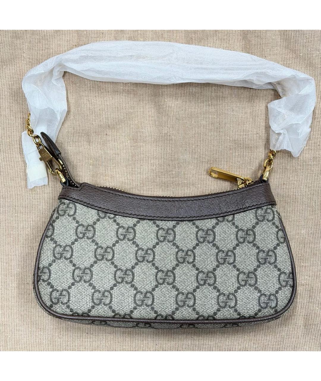 GUCCI Бежевая сумка на плечо из канвы, фото 3