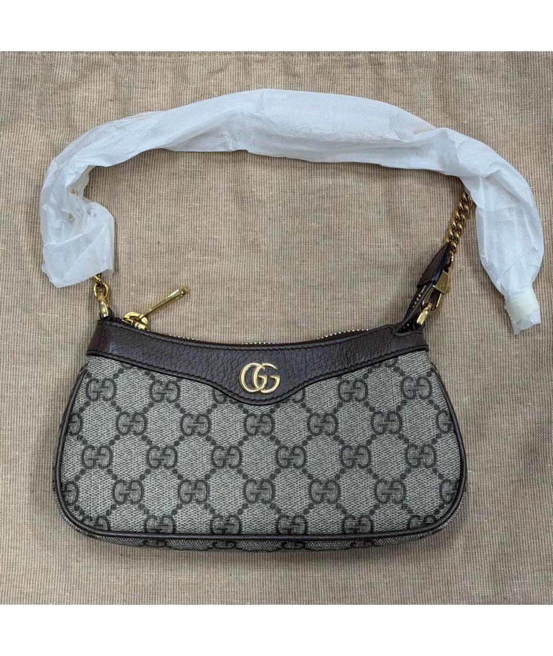 GUCCI Бежевая сумка на плечо из канвы, фото 2