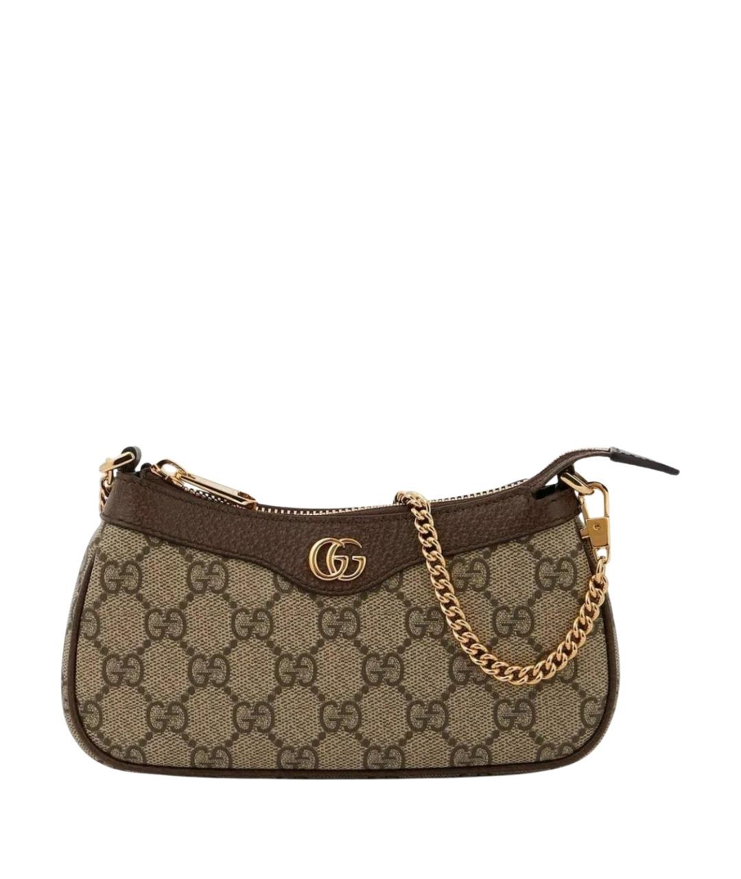 GUCCI Бежевая сумка на плечо из канвы, фото 1