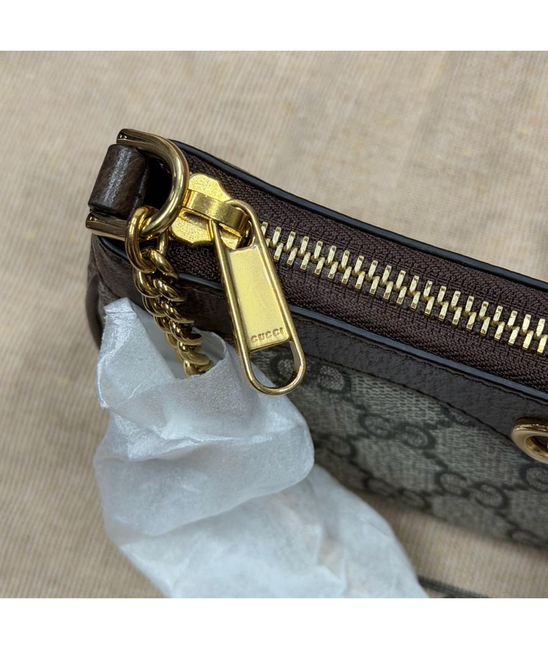 GUCCI Бежевая сумка на плечо из канвы, фото 4