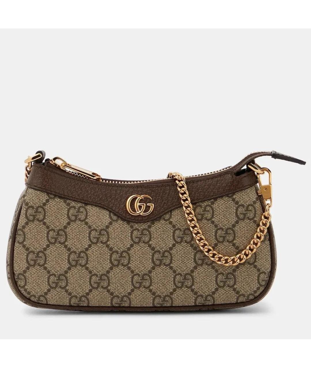 GUCCI Бежевая сумка на плечо из канвы, фото 6