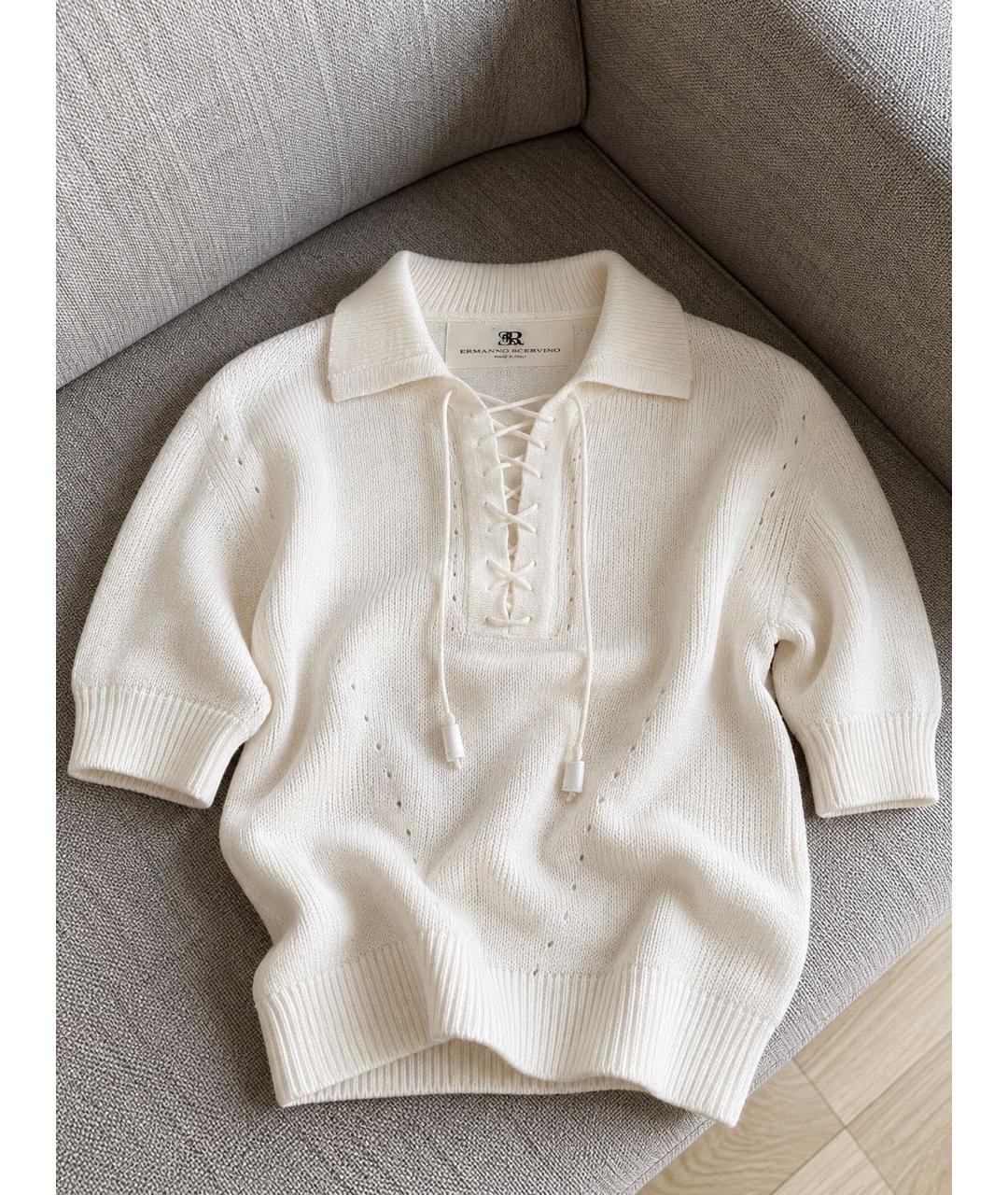 ERMANNO SCERVINO Белый хлопковый джемпер / свитер, фото 2