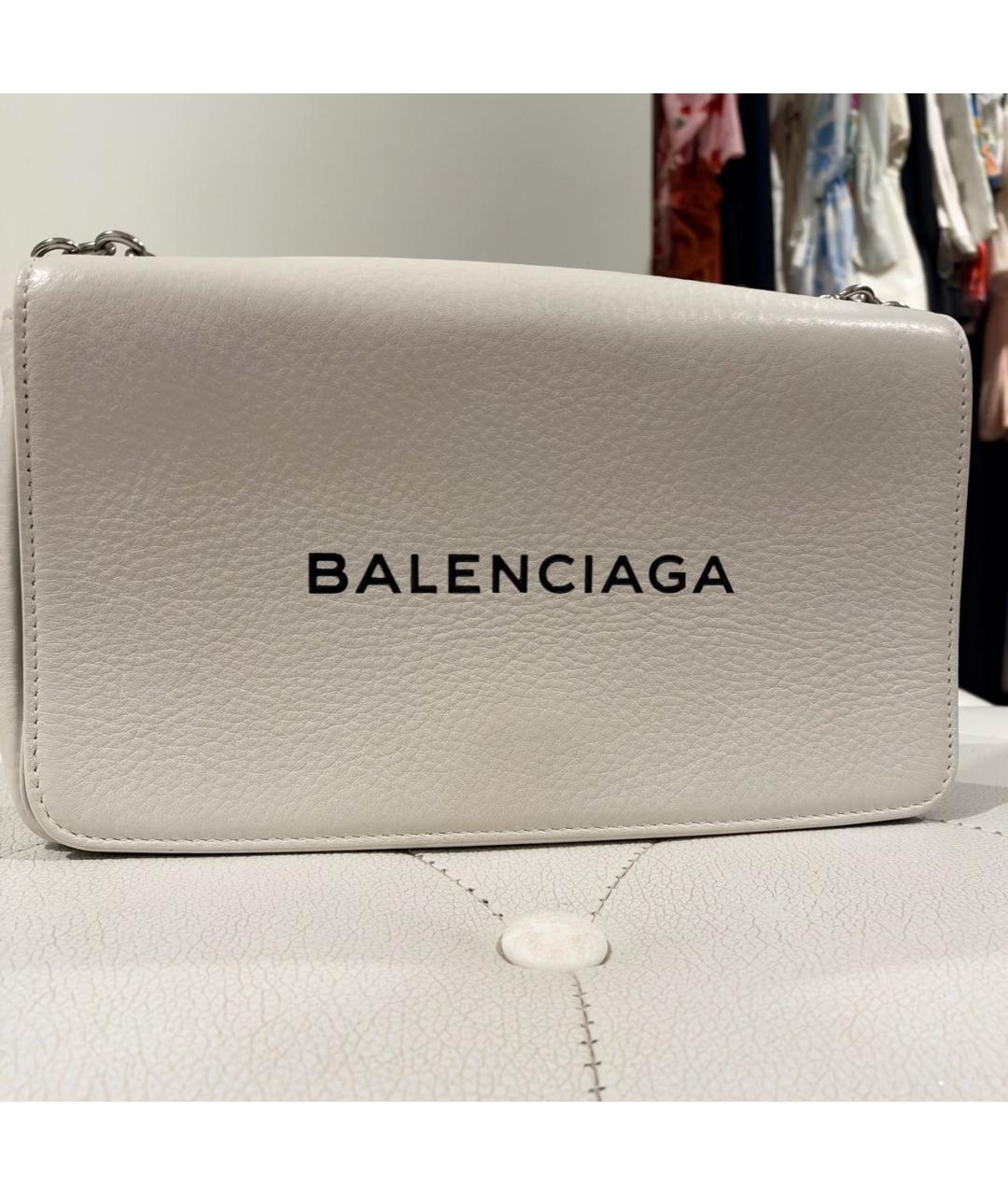 BALENCIAGA Белая кожаная сумка через плечо, фото 5