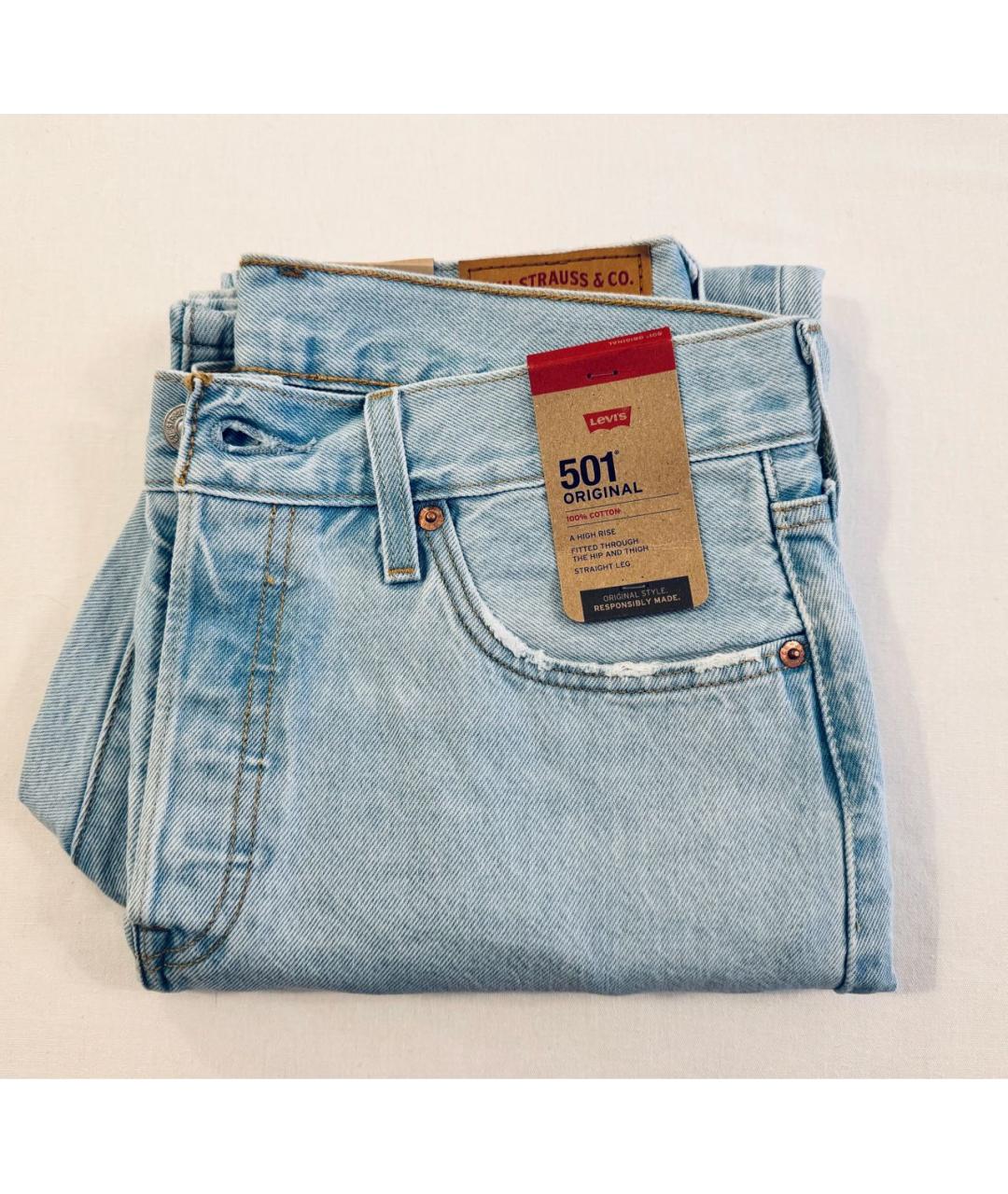 LEVI'S Голубые хлопковые прямые джинсы, фото 5
