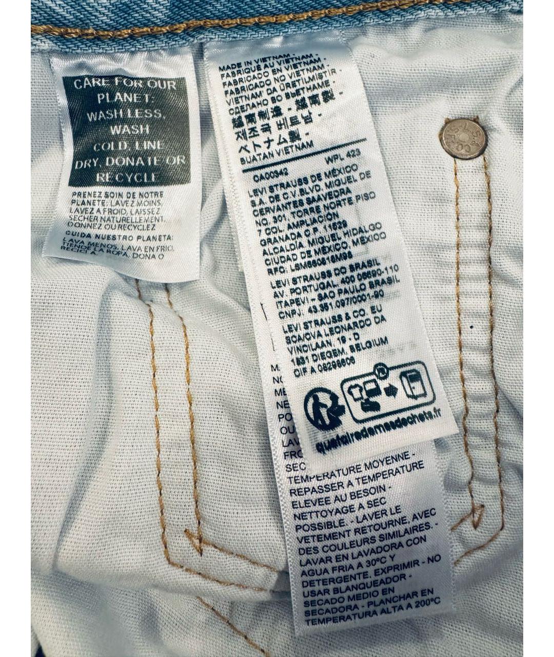 LEVI'S Голубые хлопковые прямые джинсы, фото 3