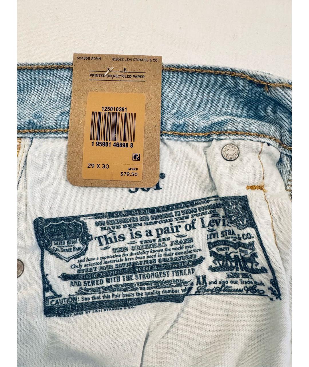 LEVI'S Голубые хлопковые прямые джинсы, фото 8