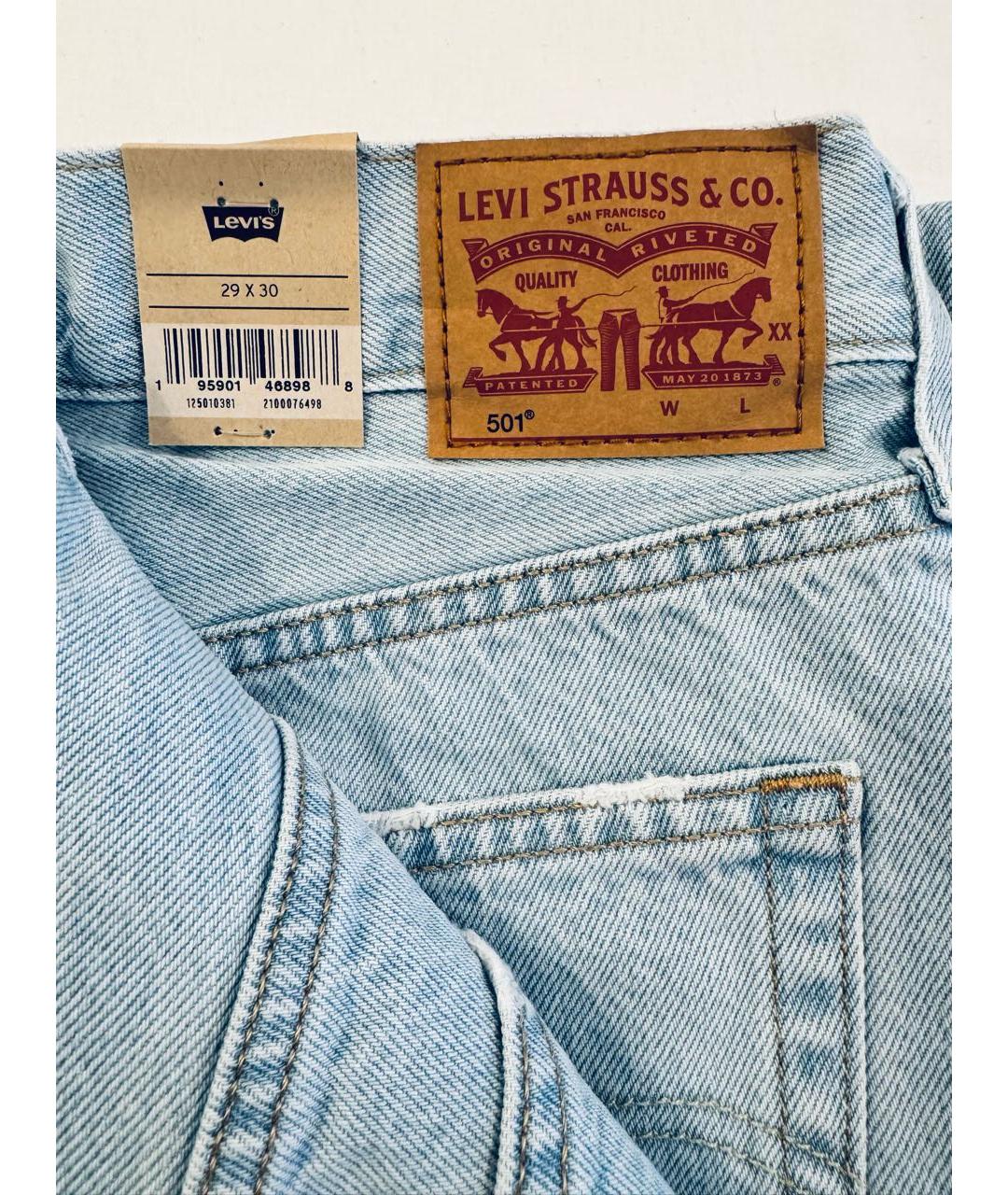 LEVI'S Голубые хлопковые прямые джинсы, фото 6