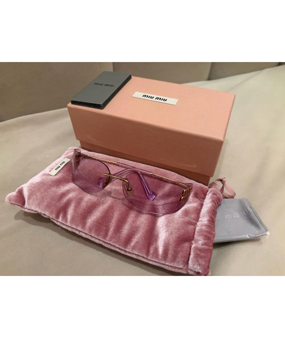 MIU MIU Розовые пластиковые солнцезащитные очки, фото 4