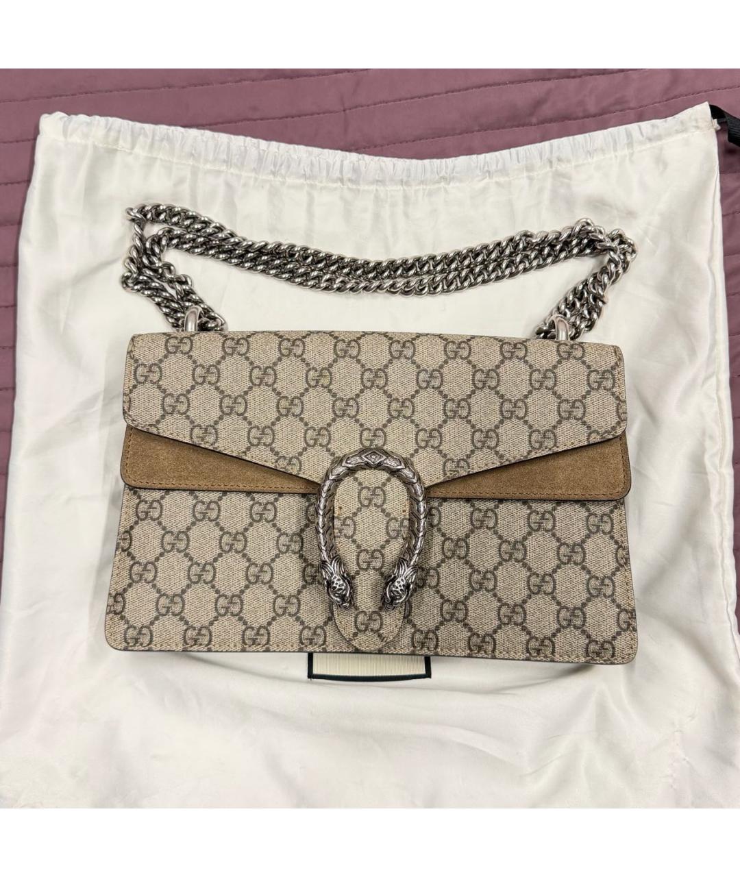 GUCCI Бежевая кожаная сумка через плечо, фото 2