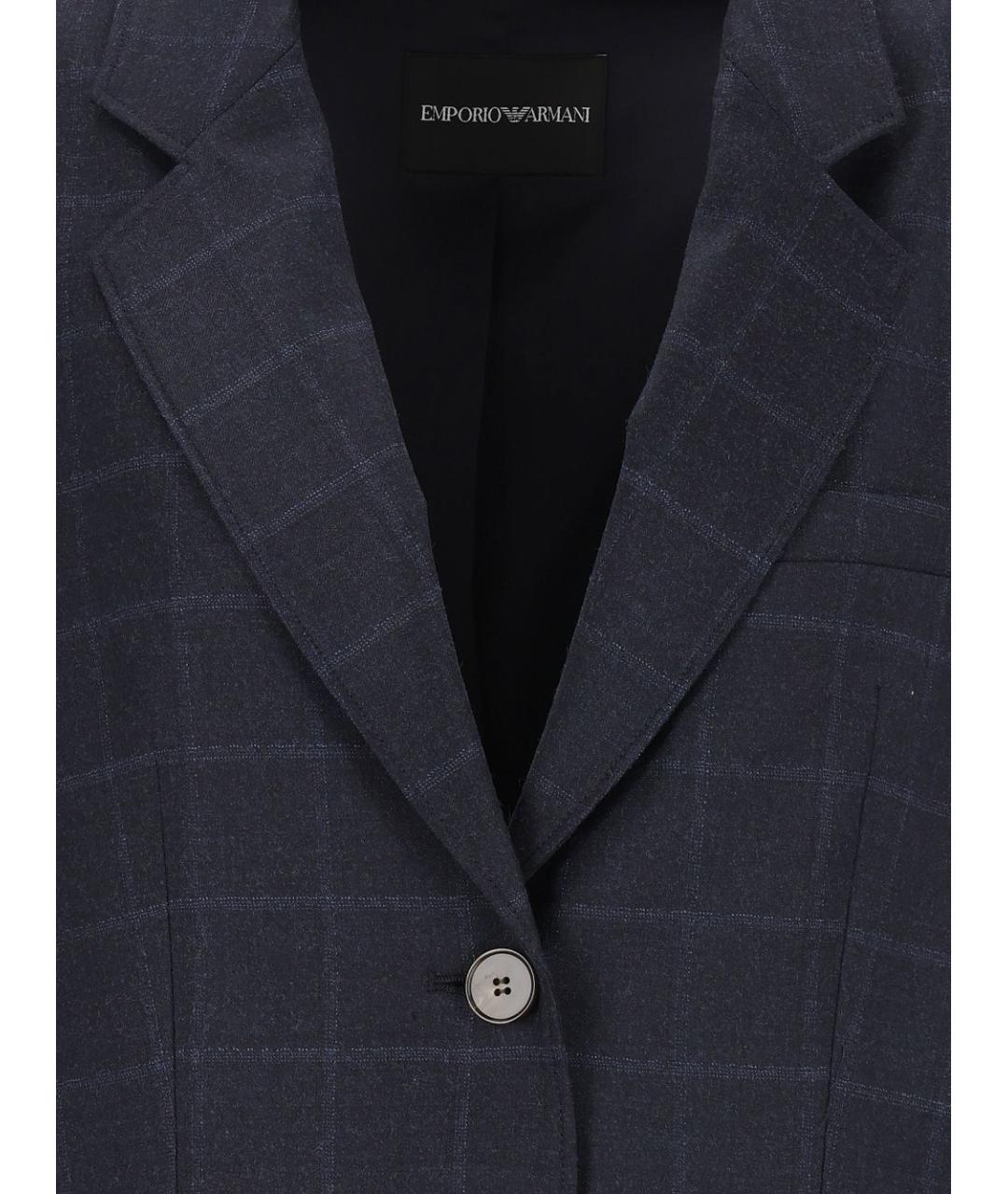 EMPORIO ARMANI Темно-синий полиэстеровый жакет/пиджак, фото 3
