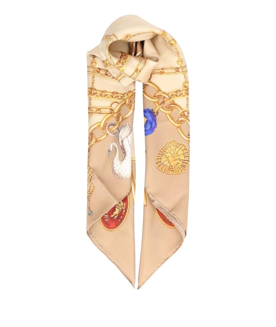 BURBERRY Бежевый шелковый платок, фото 1