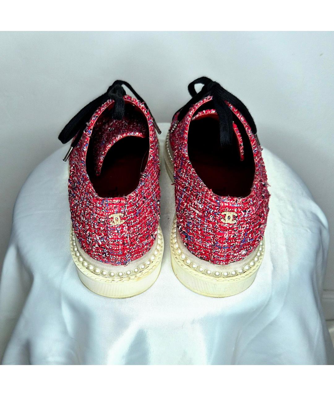 CHANEL Красные кожаные брогги и оксфорды, фото 4
