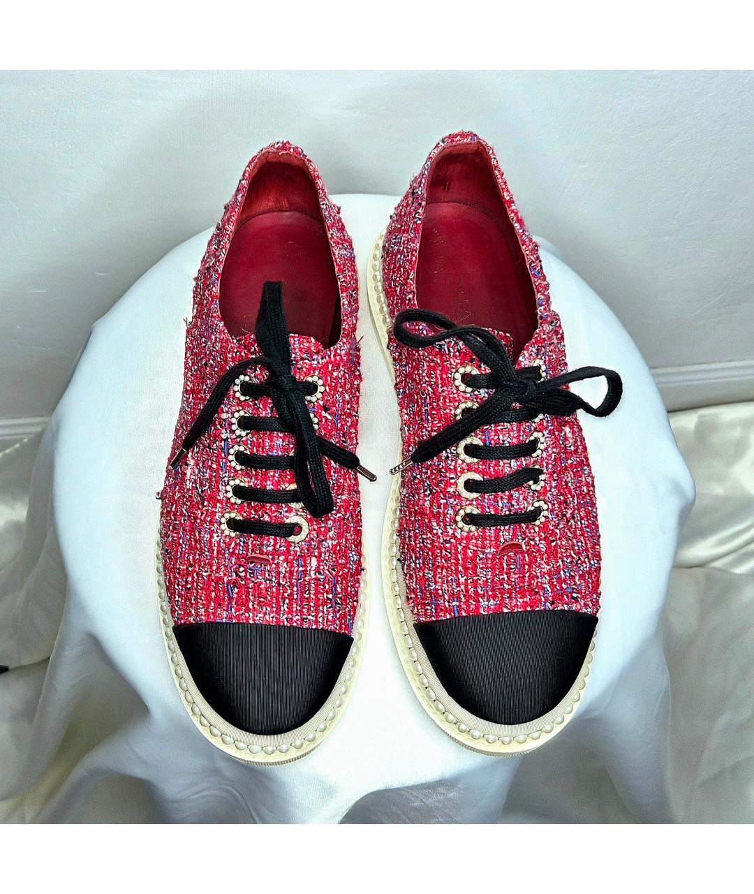 CHANEL Красные кожаные брогги и оксфорды, фото 2