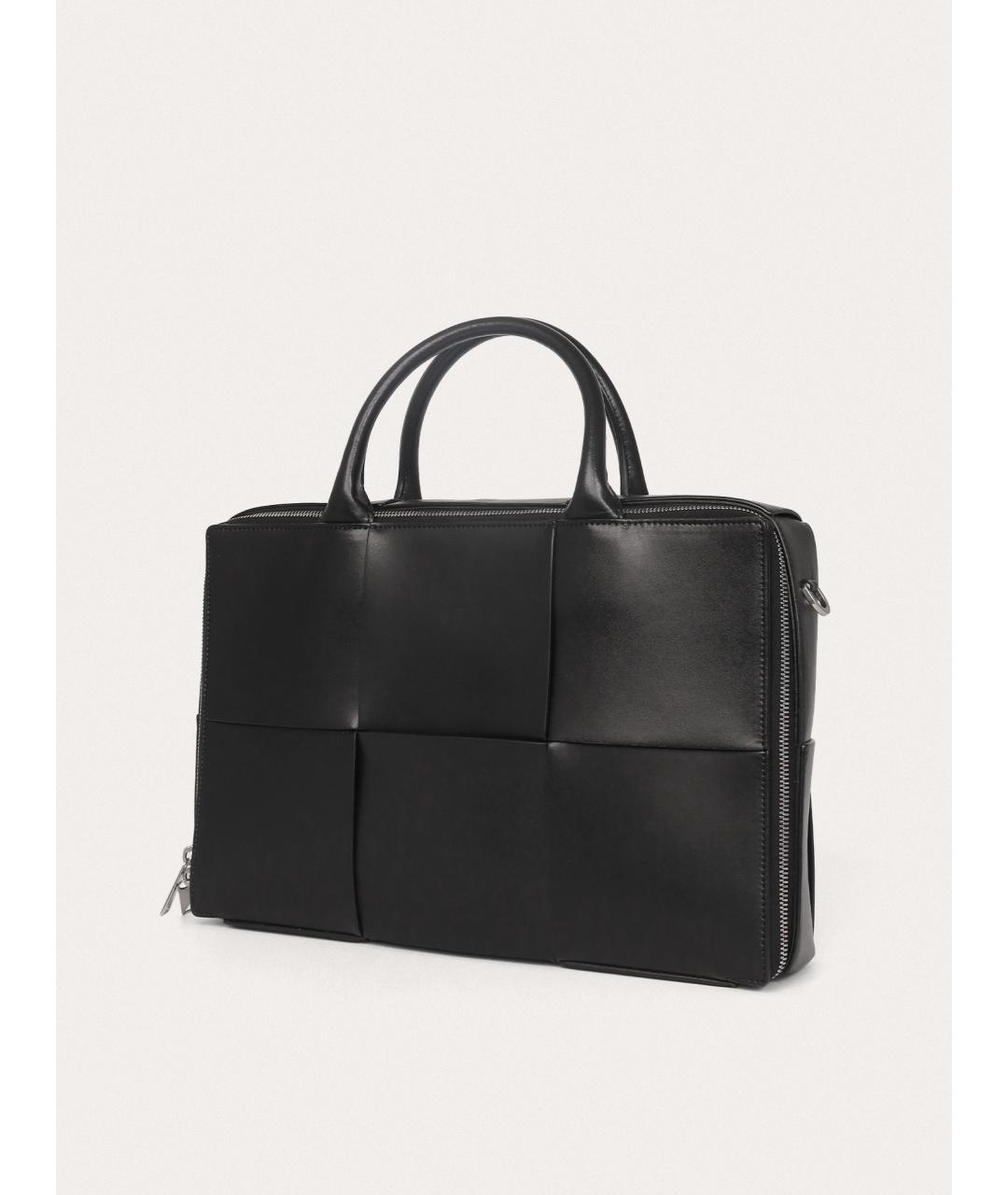 BOTTEGA VENETA Черный кожаный портфель, фото 2