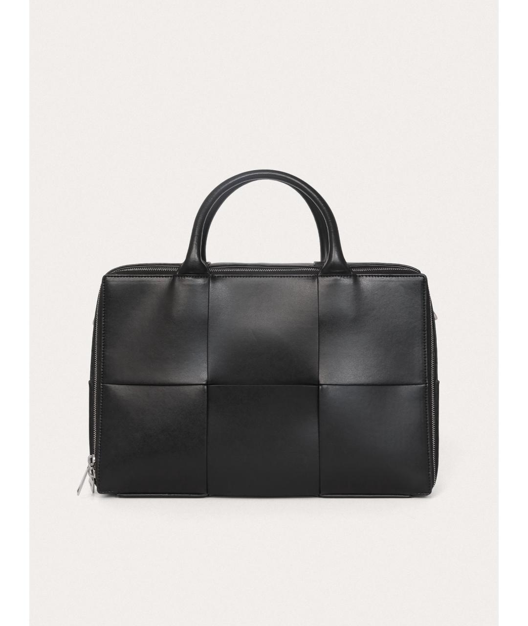 BOTTEGA VENETA Черный кожаный портфель, фото 9