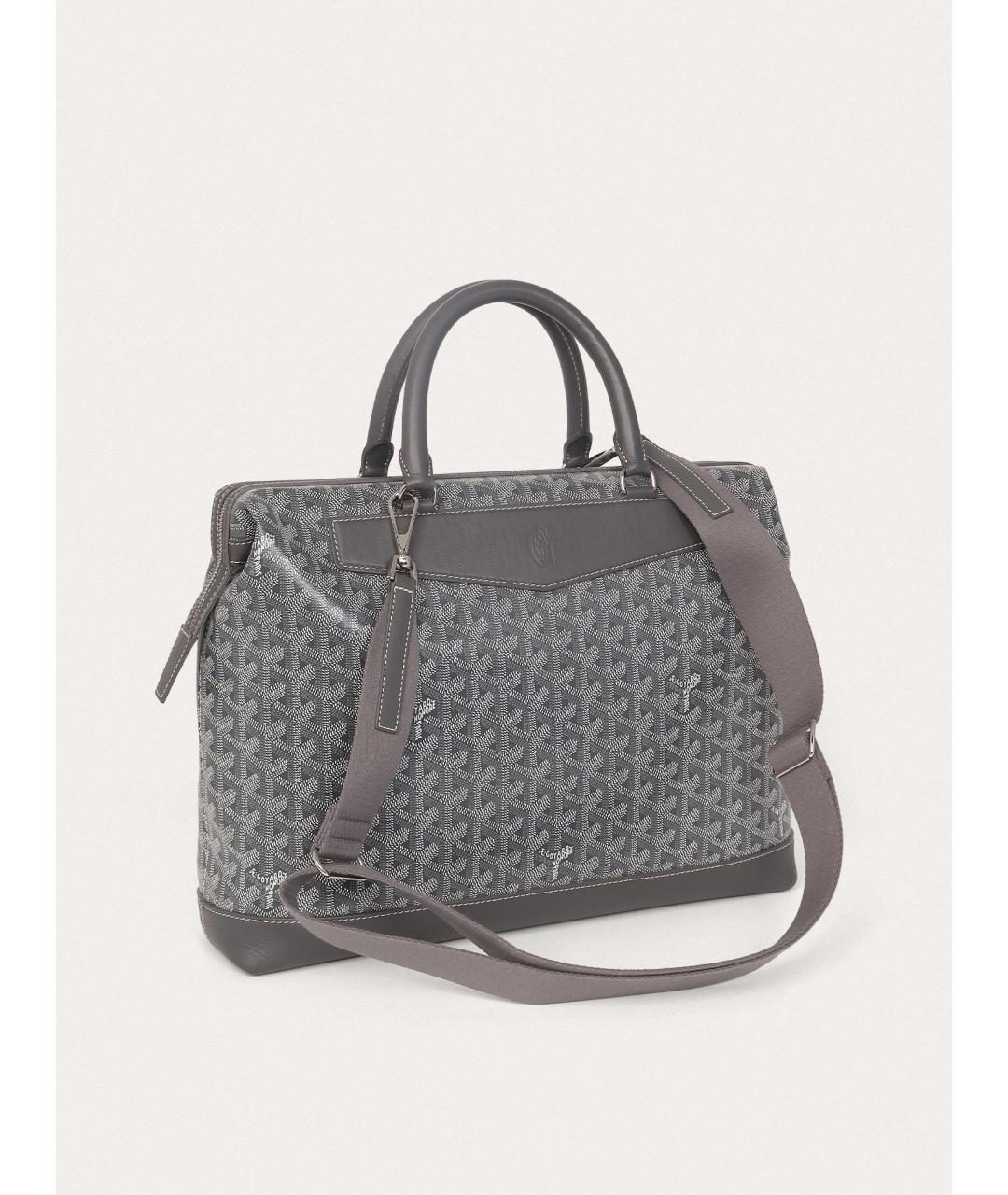 GOYARD Серый кожаный портфель, фото 3