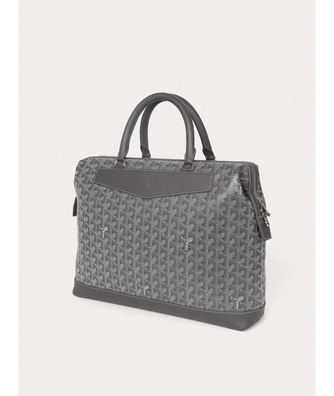 GOYARD Серый кожаный портфель, фото 2